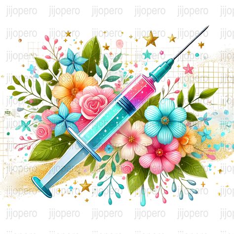 Nurse PNG, Floral Syringe Digital Download, Colorful Nursing Clipart ...