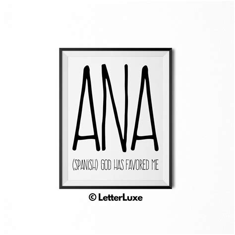 Ana Name Meaning Art, Ana Gift, Ana Printable Birthday Party Gift ...