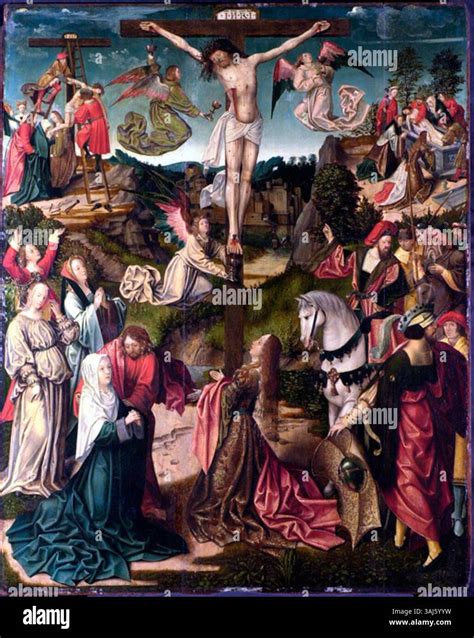 Crucifixion painting from the workshop of Jacob Cornelisz van Oostsanen ...