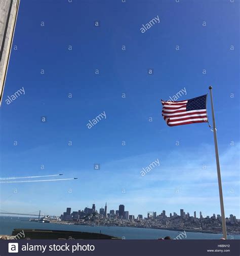 Fleet week practice over the Bay Area, as viewed from Alcatraz Stock ...