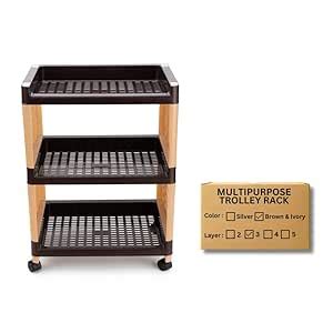Biltoxi Multi-Purpose Trolley, Rolling Storage Rack, Plastic Storage ...