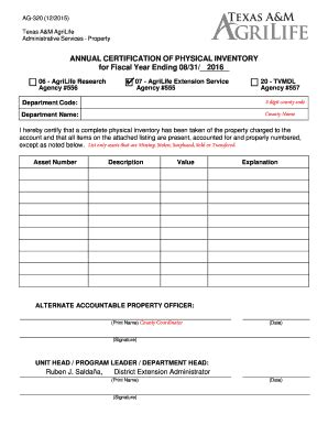 Fillable Online southtexas tamu ANNUAL CERTIFICATION OF PHYSICAL ...