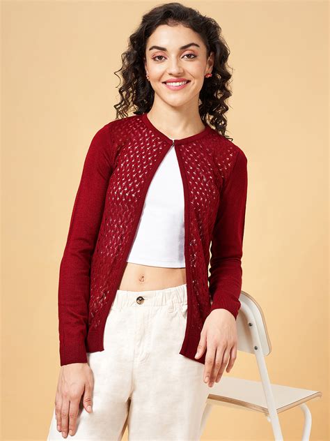 Buy Honey By Pantaloons Women Maroon - Sweaters for Women 19127128 | Myntra