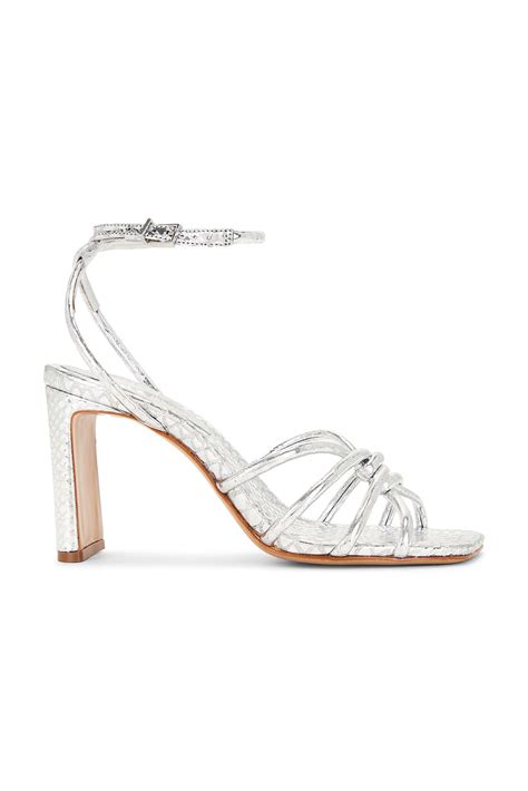 Schutz Rachel High Block Sandal in Prata | REVOLVE