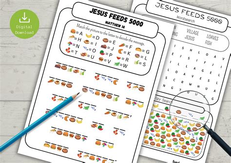 Jesus Feeds 5000 Activitysheet Pack of 2 ENGLISH Wordsearch Puzzle I ...