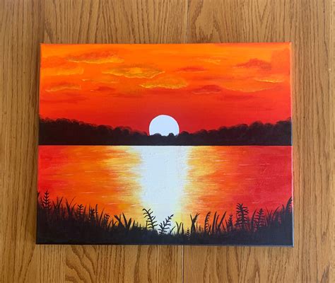 Sunset Painting - Acrylic Painting - Etsy | Sunset painting, Sunset ...