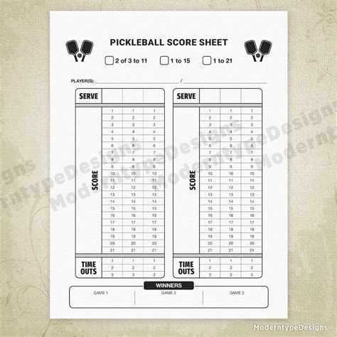Pickleball Ladder Score Sheet at Zelma Harvey blog
