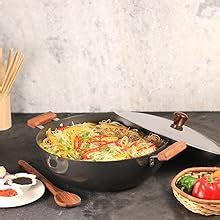Buy Wonderchef Ebony Aluminium Hard Anodized Deep Kadhai/Kadai with Lid ...
