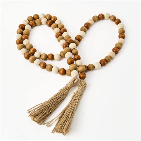 Amazon.com: OMISHE 59in Wood Bead Garland with Tassels, Wooden Beads ...