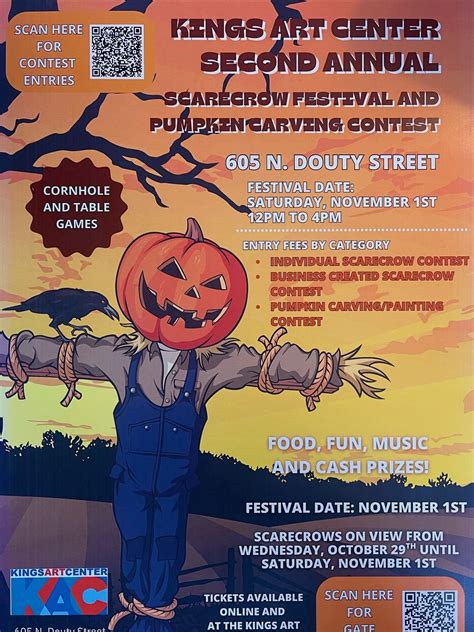 Kings Art Center 2nd Annual Scarecrow Festival and pumpkin Carving ...