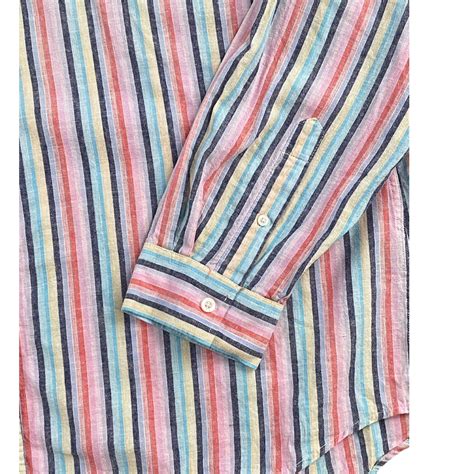 Vintage Rainbow Striped Button Down Shirt Mens XXL, Pink Blue Purple ...