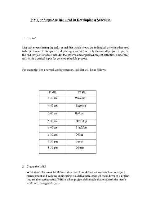 9 Major Steps Are Required in Developing a Schedule - In the end ...