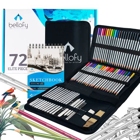 Amazon.com: Bellofy 72 Pack Drawing Kit with 100 Sheets Drawing Pad ...