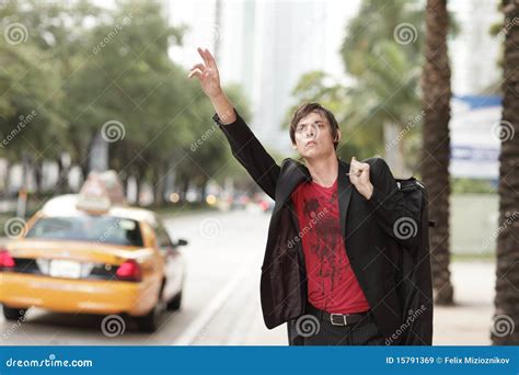 Man hailing a cab stock image. Image of male, hail, horizontal - 15791369