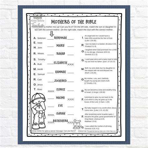 Mothers in the Bible Activity Pages - Kids Bible Teacher