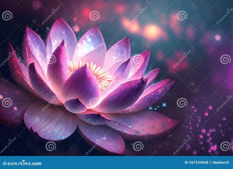 Pink and Light Purple Lotus Flower in Full Bloom, with Purple Light ...