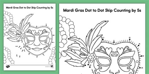 Mardi Gras Dot to Dot Skip Counting By 5 | Twinkl - Twinkl