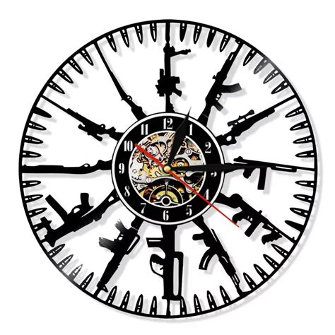Bullet Time Wall Clock Music Record Army Gun Wall Clock Wall Clock ...