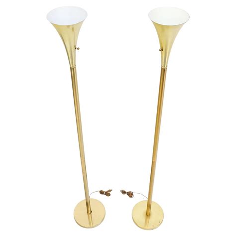Pair of Brass Mid-Century Modern Halogen Floor Lamps For Sale at 1stDibs