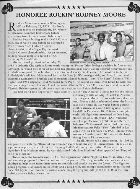 RODNEY MOORE – New Jersey Boxing Hall of Fame