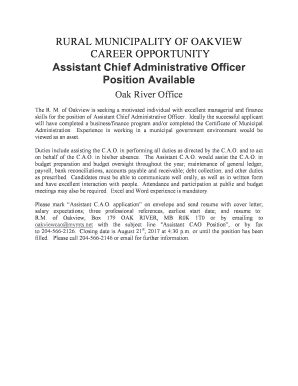 Fillable Online RURAL MUNICIPALITY OF OAKVIEW Fax Email Print - pdfFiller