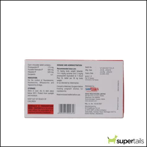 Buy Savavet Kiwof Plus XL Dog Deworming Tablet Online | Supertails