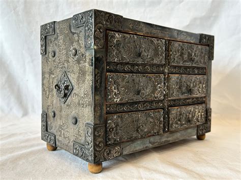 Antique Spanish Embossed Silver Baroque Style Six Drawer Casket Siege ...