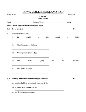 Uswa College Islamabad - Fill and Sign Printable Template Online