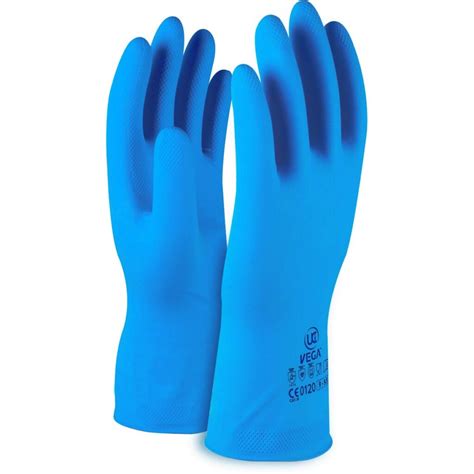 VEGA™ – BLUE 30cm Latex gauntlet with cotton flock lining – Absolute ...
