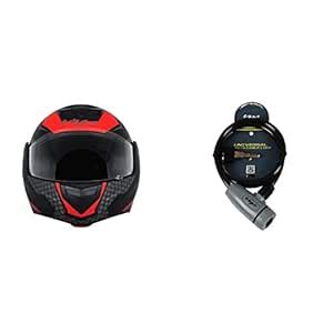 Vega Crux DX Full Face Helmet (Checks Dull Black and Red, M) and Vega ...