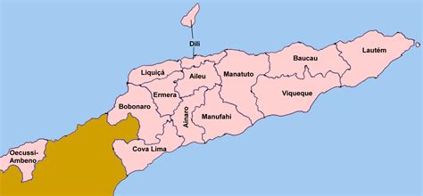 Timor Leste Districts Map • Mapsof.net