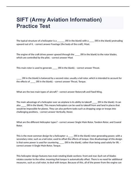 SIFT (Army Aviation Information) Practice Test Guide With Answers ...