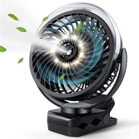 FRIZCOL Clip on Fan with Misting - 6000mAh Portable Fan with Light ...