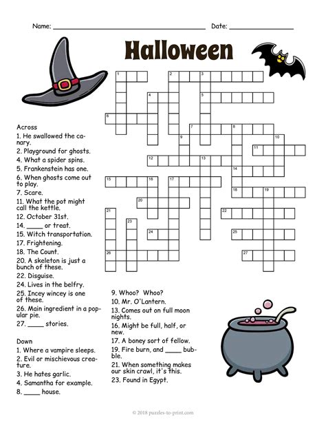 Halloween Crossword Puzzle Games