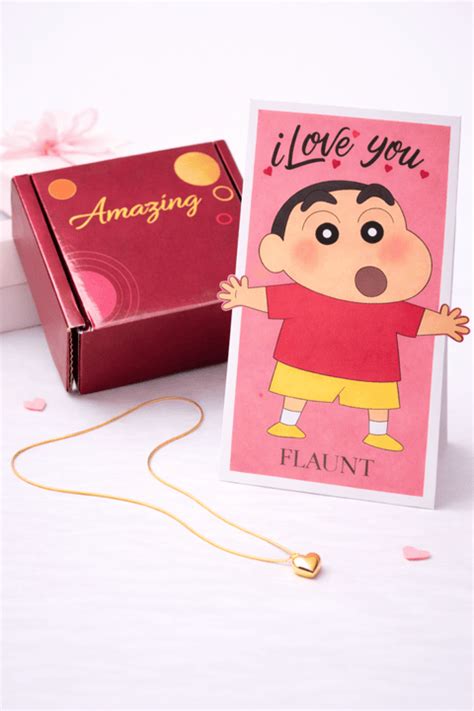 Shinchan I Love You Heart Necklace Gift Card | Cute Anti-Tarnish ...