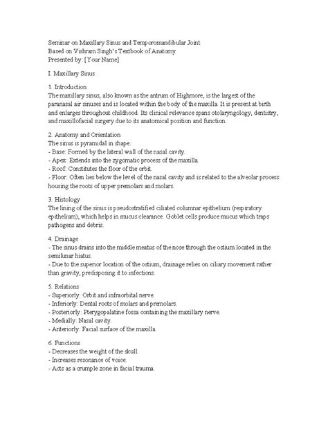 Extended Maxillary Sinus & TMJ Anatomy Seminar Notes - Studocu