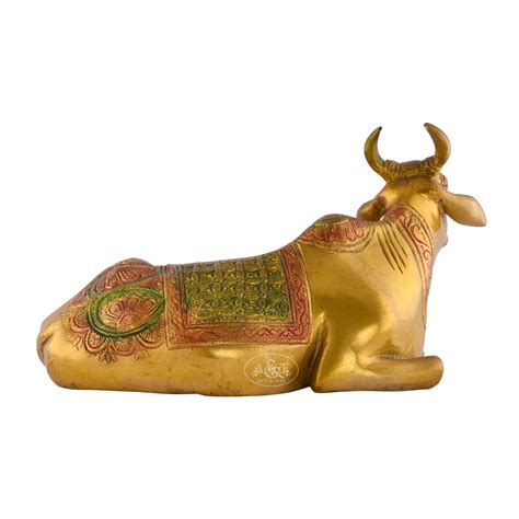 Buy Nandi brass statue with antique finish - Rani Arts & Teak – RANI ...