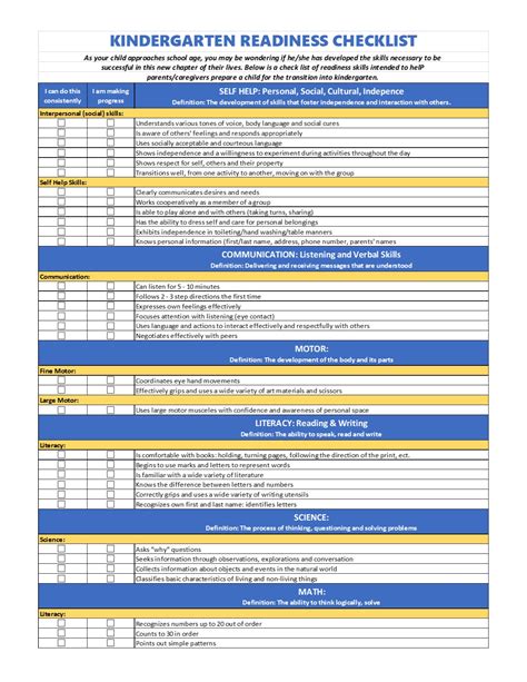 14 Helpful Kindergarten Readiness Checklists - Kitty Baby Love