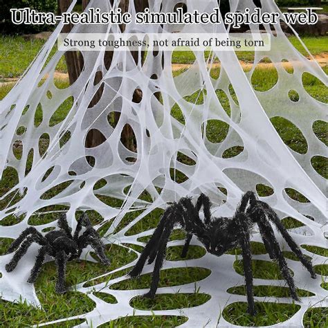 1000 Sqft Giant Spider Web Halloween Decorations Outdoor With 10 Small ...