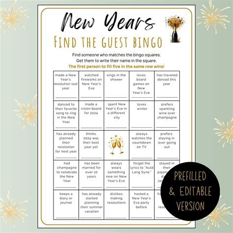Find the guest new years eve bingo printable and editable nye ...
