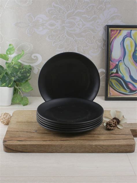 Buy Servewell Melamine Persian Quarter Plates, Black, Set of 6 Online ...