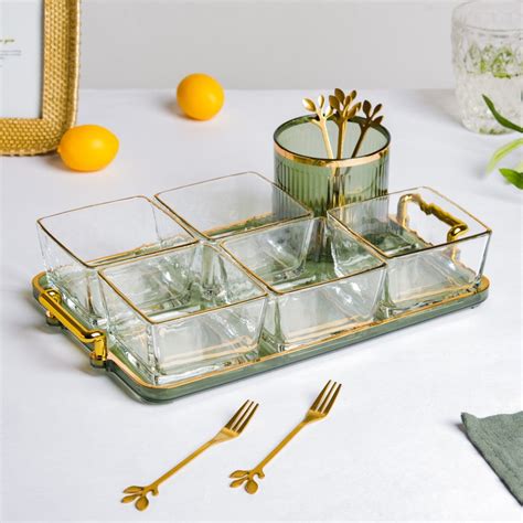 Glass Bowl Set - Buy Glass Bowl & Tray Set Online |Nestasia