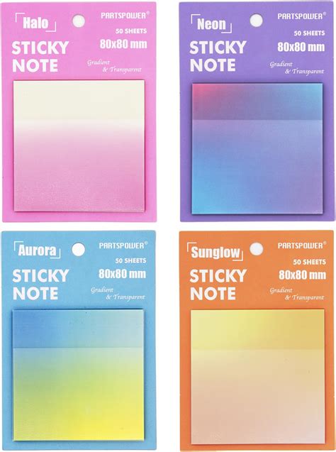 Gradient Transparent Sticky Notes, 8x8 cm See Through Notes for Annotating Bible Journaling ...