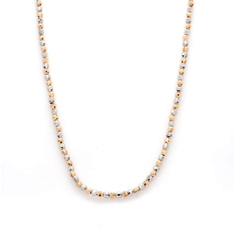 Jewelove™ Chains Japanese 2mm Diamond Cut Ball Platinum Rose Gold Chain ...