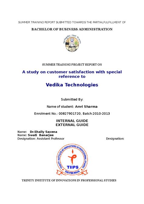 BBA 2020-23 Summer Training Report: Customer Satisfaction Analysis ...