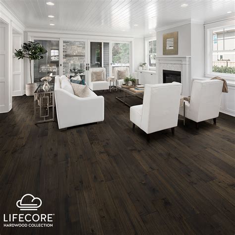 Traditional Living Room with Hand-Scraped Acacia Hardwood Floors