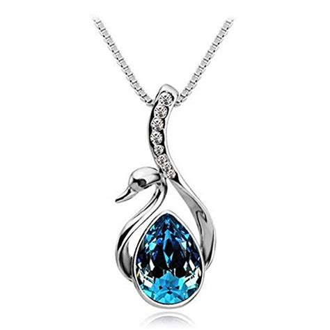 Buy Beautiful Women's Girls Silver Plated Crystal Swan Pendant Necklace ...