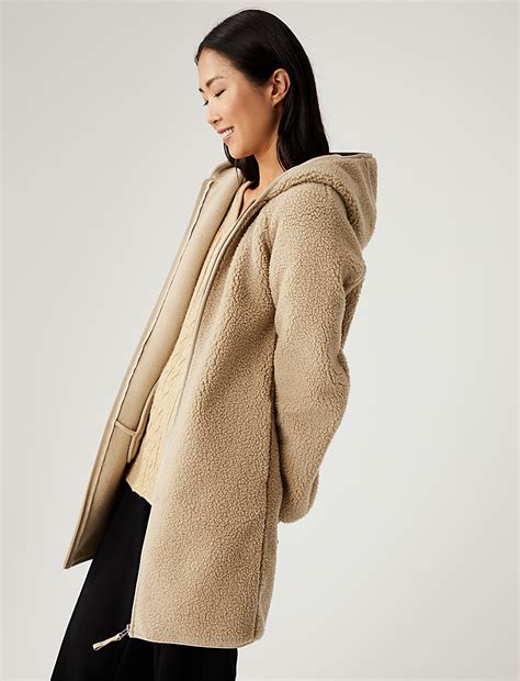 Buy Borg Textured Lightweight Hooded Jacket at Marks & Spencer