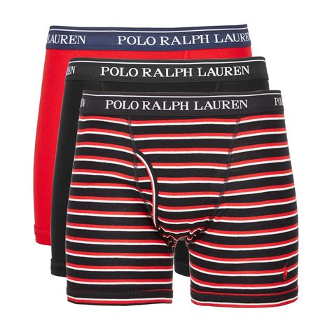 Polo Ralph Lauren Mens 3-Pack Classic Cotton Boxer Briefs (Large, Red ...