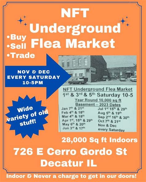 NFT Underground Flea Market- Indoors 726 E Cerro Gordo St Decatur IL ...